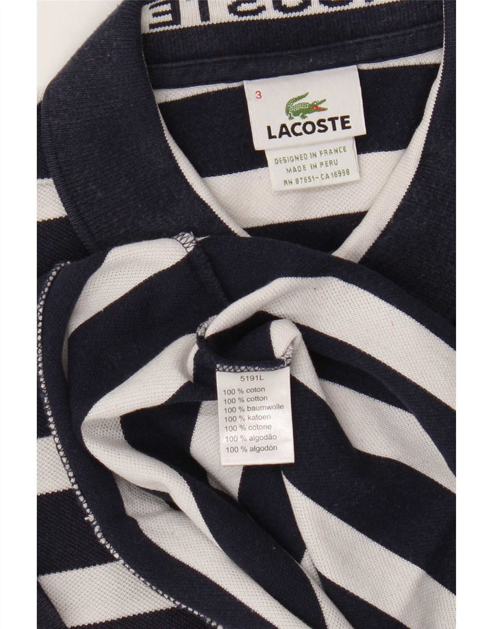 Lacoste Herre Kortærmet Polo Shirt Størrelse 3 Lille Marineblå Stribet