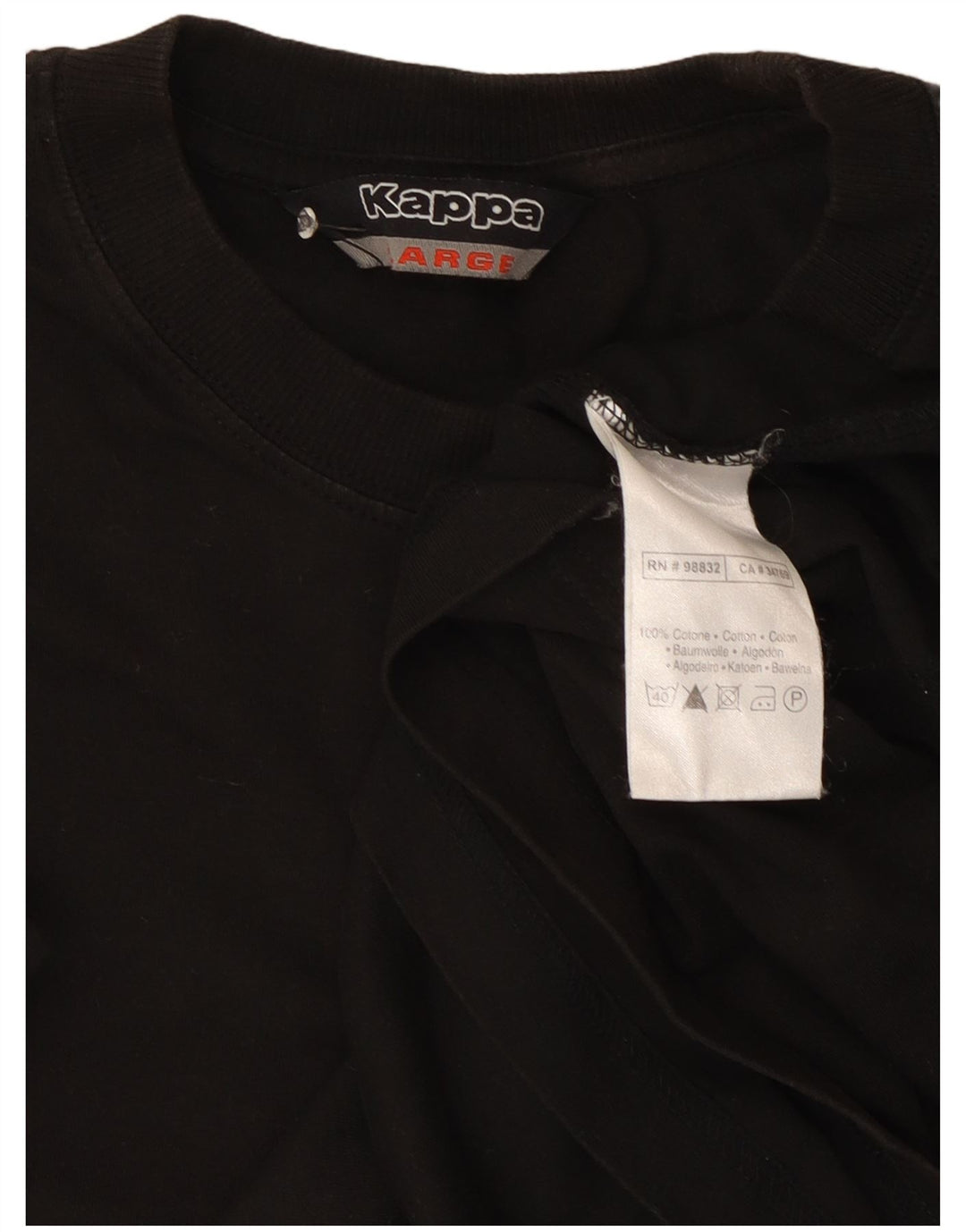 Kappa Herre T-Shirt Top Stor Sort Bomuld