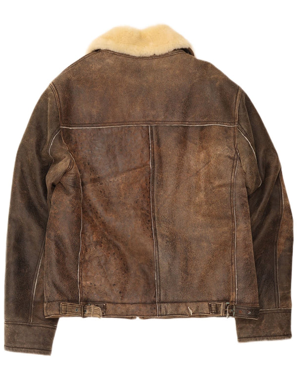 Pascucci Mens Shearling Jacket IT 54 2XL Brown