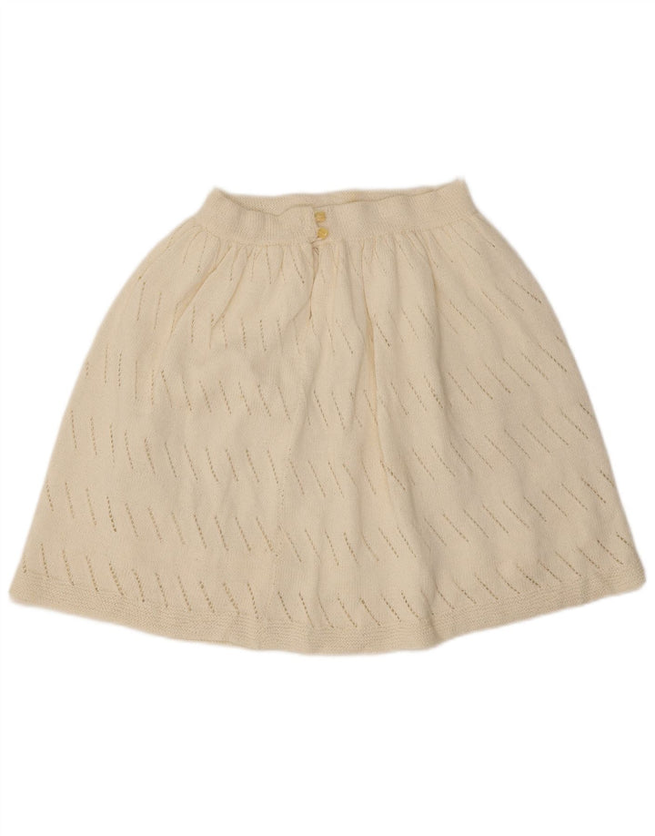 Vintage damestrikket A-line nederdel W26 Small off White