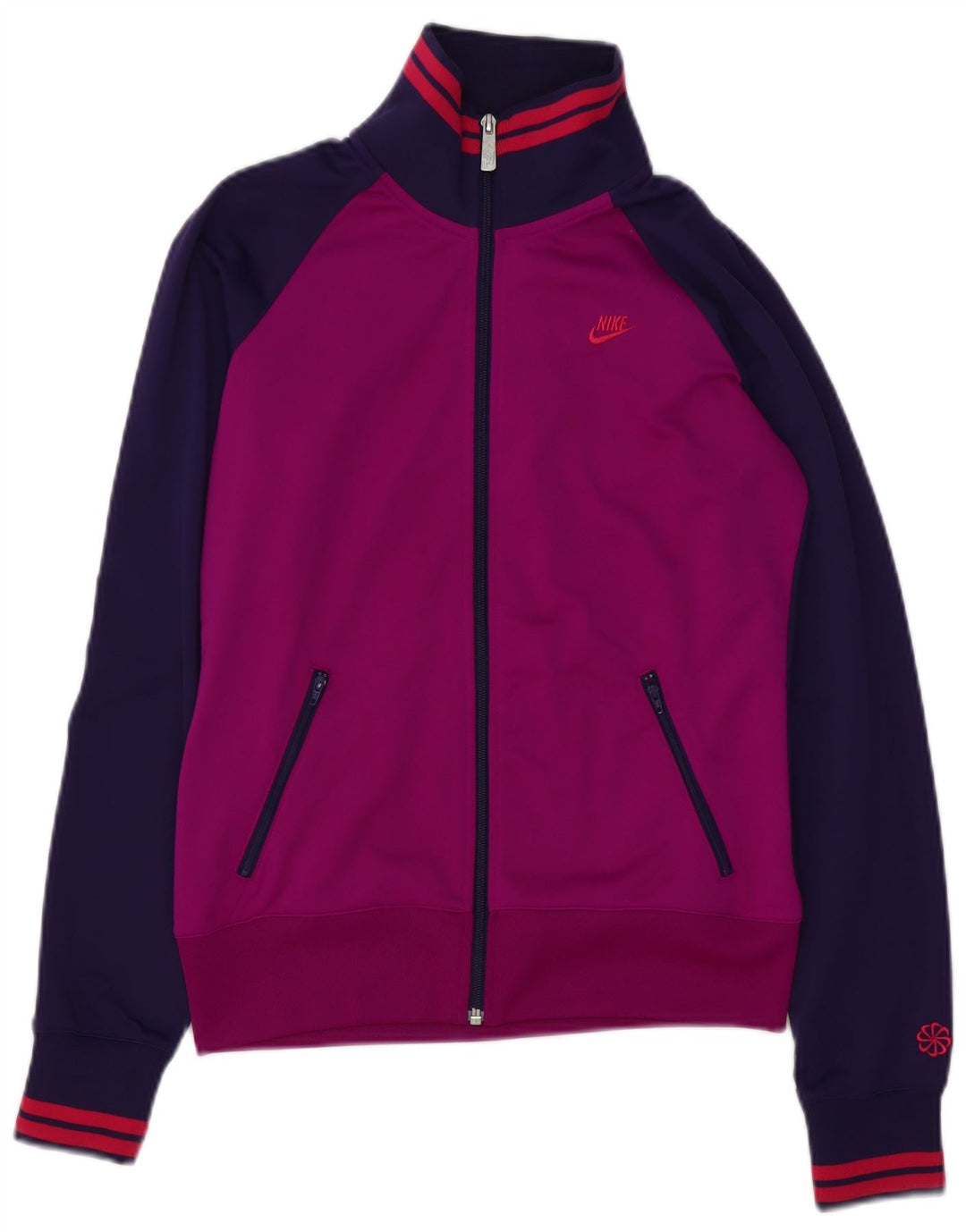 NIKE træningsdragt topjakke til kvinder UK 12 Medium Lilla Colourblock Polyester