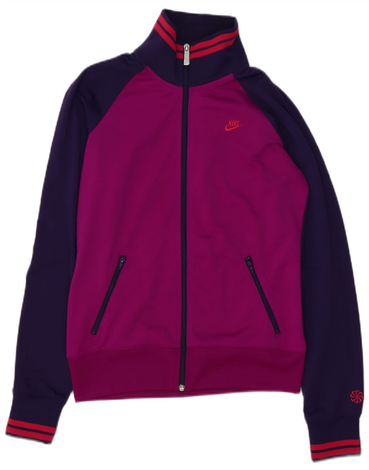 NIKE træningsdragt topjakke til kvinder UK 12 Medium Lilla Colourblock Polyester
