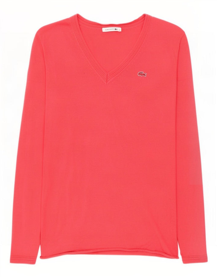 Lacoste Dame V-hals sweater EU 38 Medium Pink Bomuld