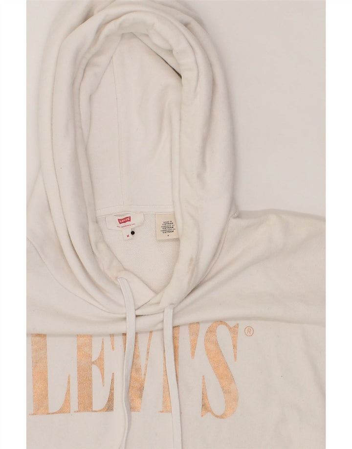 LEVI'S Womens Oversized Graphic Hoodie Jumper UK 14 Medium White Cotton Vintage Levi's and Second-Hand Levi's from Messina Hembry 