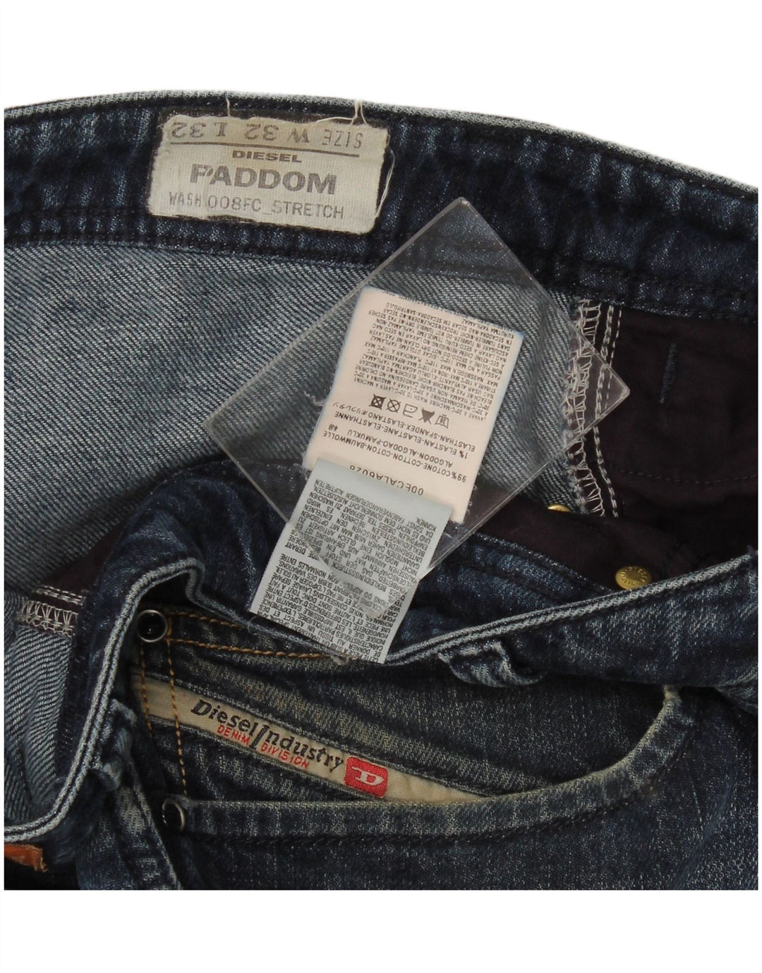 Diesel Herre Paddom Straight Jeans W32 L32 Blå Bomuld