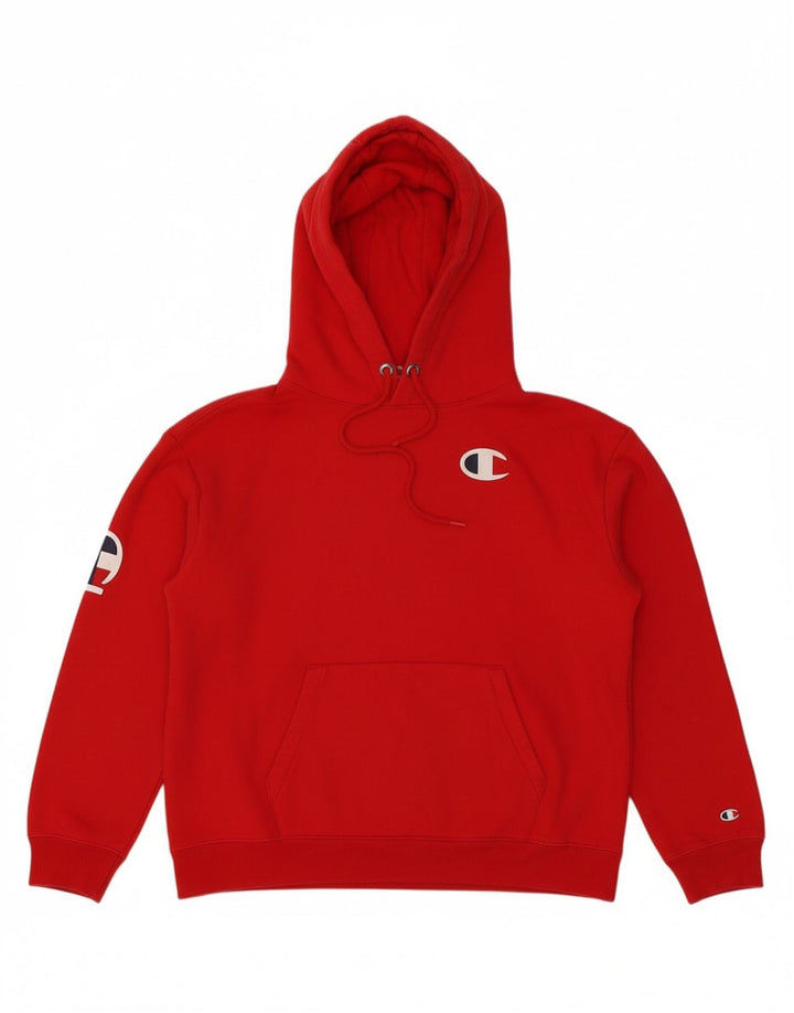 CHAMPION Mens Graphic Hoodie Jumper Small Red Cotton