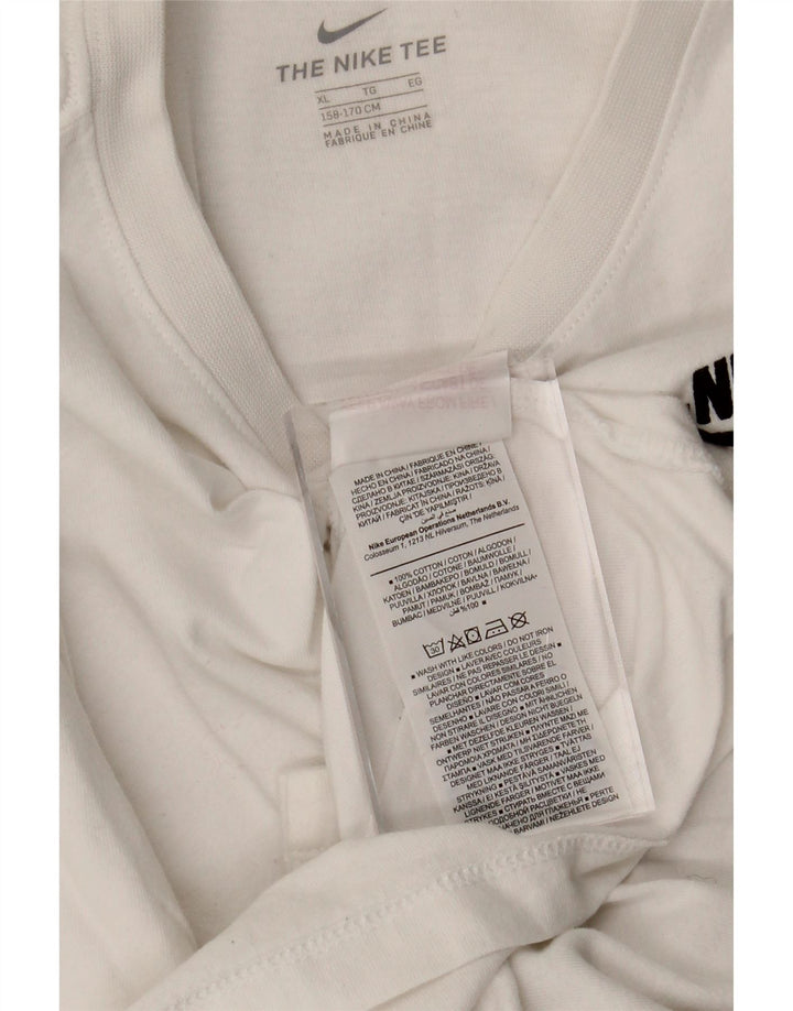 NIKE Boys Top Long Sleeve 13-14 Years XL White Cotton Vintage Nike and Second-Hand Nike from Messina Hembry 