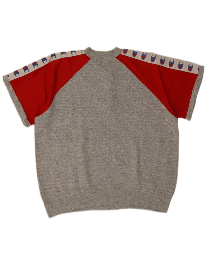 Champion Herre Grafisk Kortærmet Sweatshirt Jumper Lille Grå Colourblock