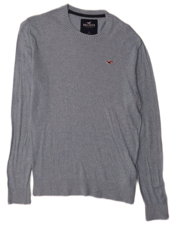 Hollister Mens Boat Neck Jumper Sweater Small Blue Cotton