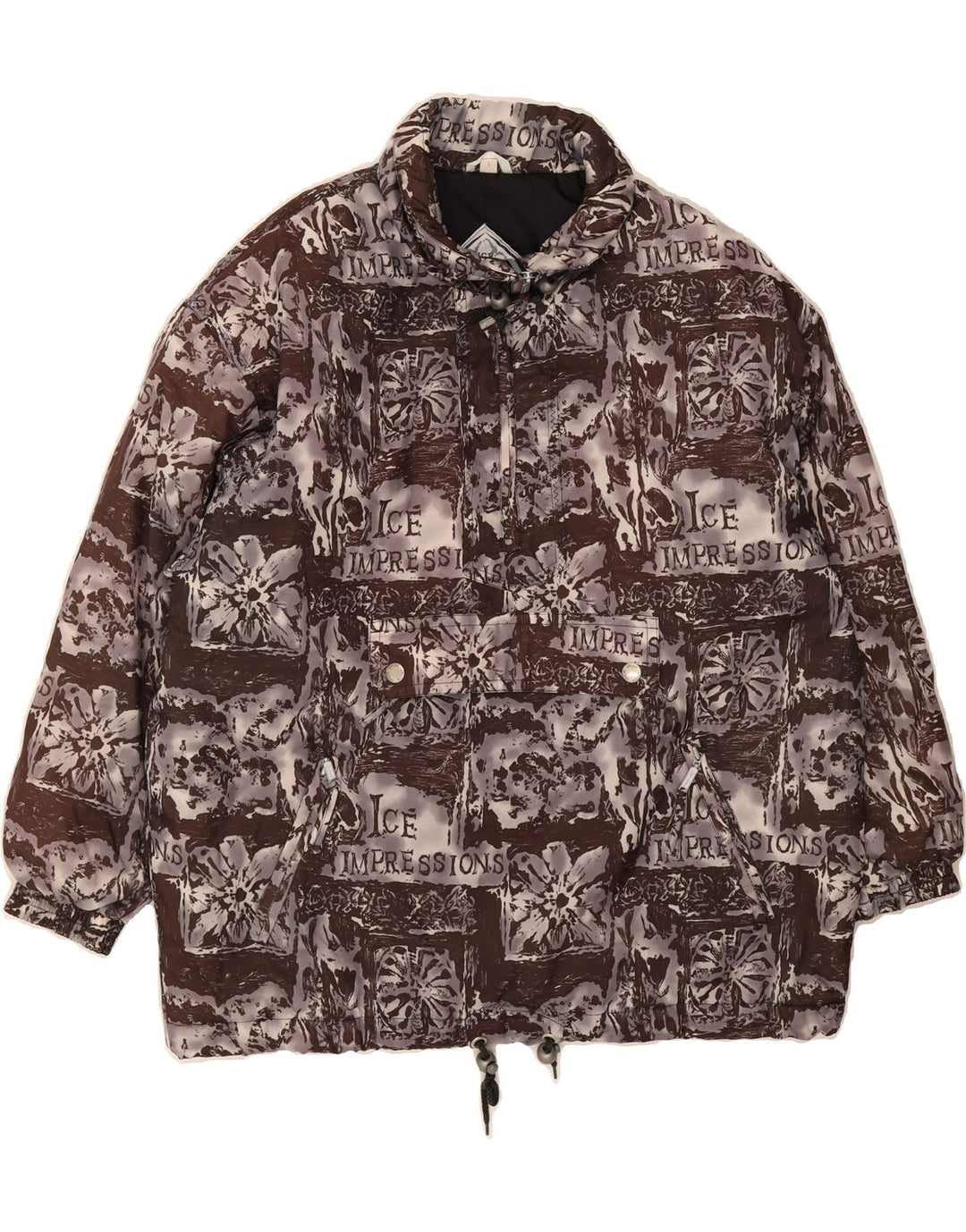 ETIREL Mens Graphic Anorak Jacket UK 40 Large Brown Polyester Vintage Etirel and Second-Hand Etirel from Messina Hembry 
