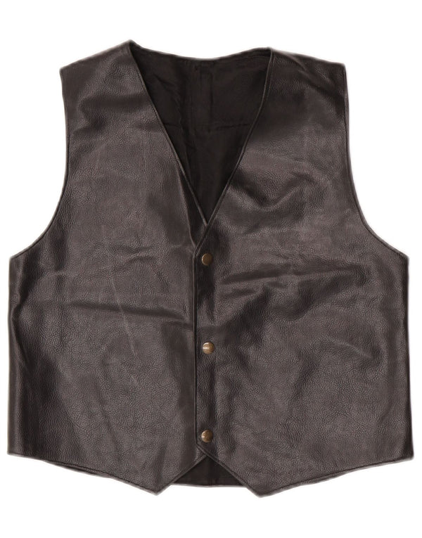 Vintage lædervest til kvinder UK 14 Medium Black