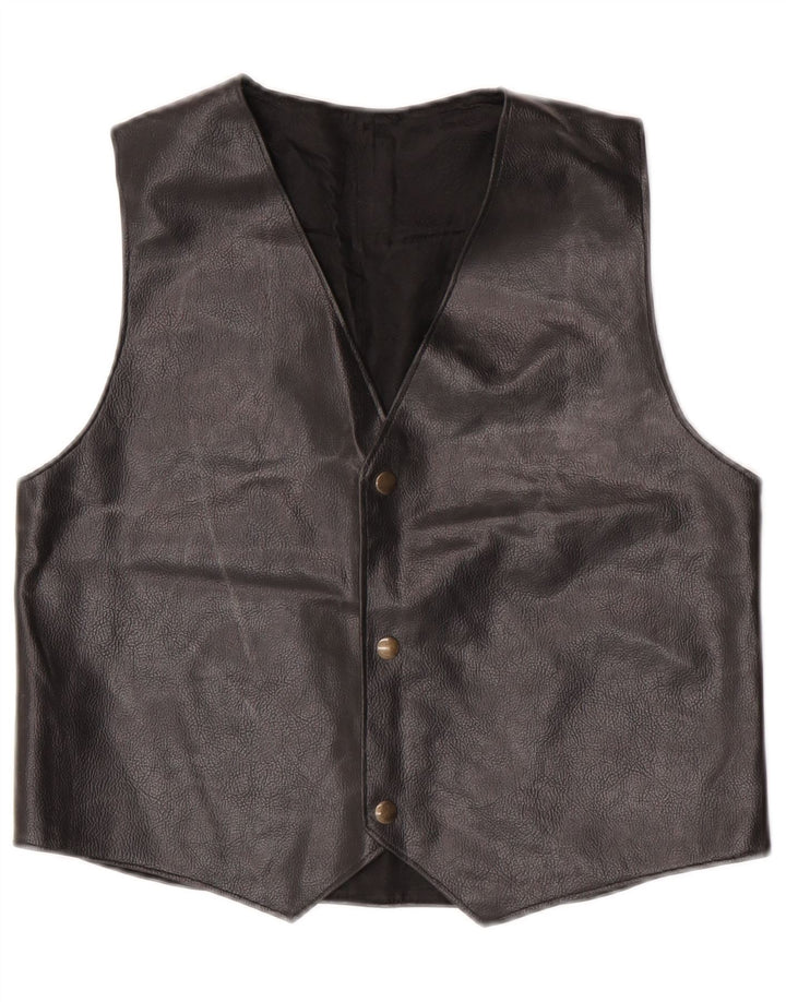 Vintage lædervest til kvinder UK 14 Medium Black