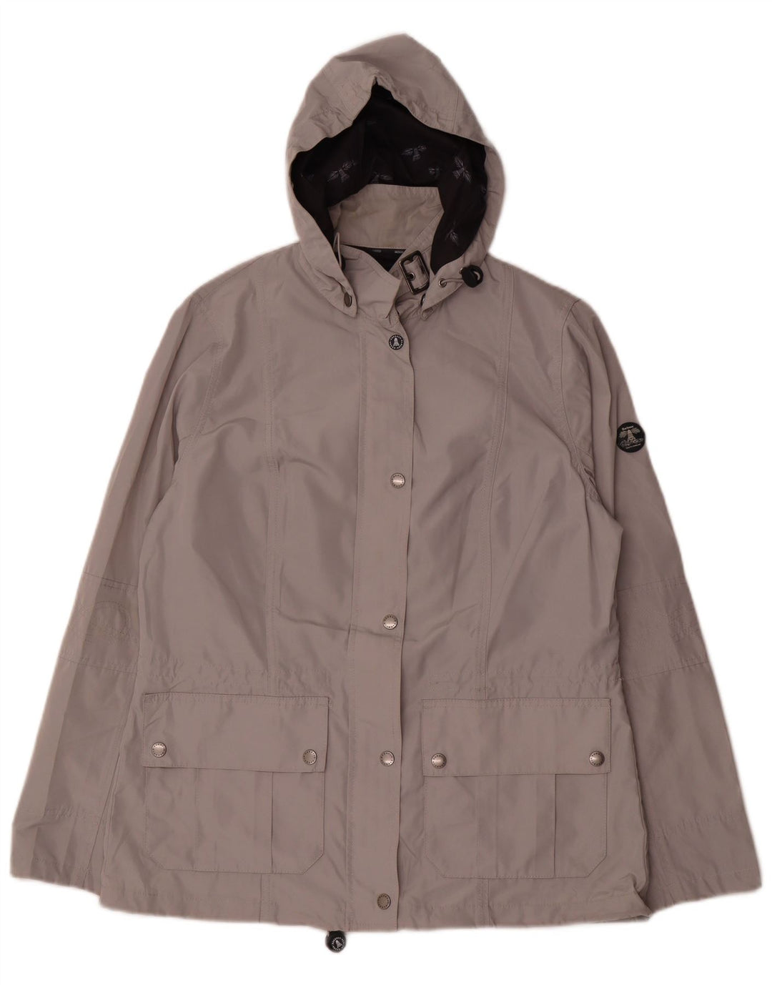 Barbour Regnjakke med hætte til kvinder UK 14 Stor grå polyester