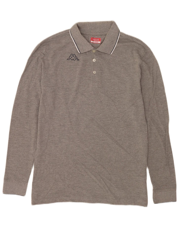 Kappa Langærmet Polo Shirt til mænd XL Gråstribet bomuld