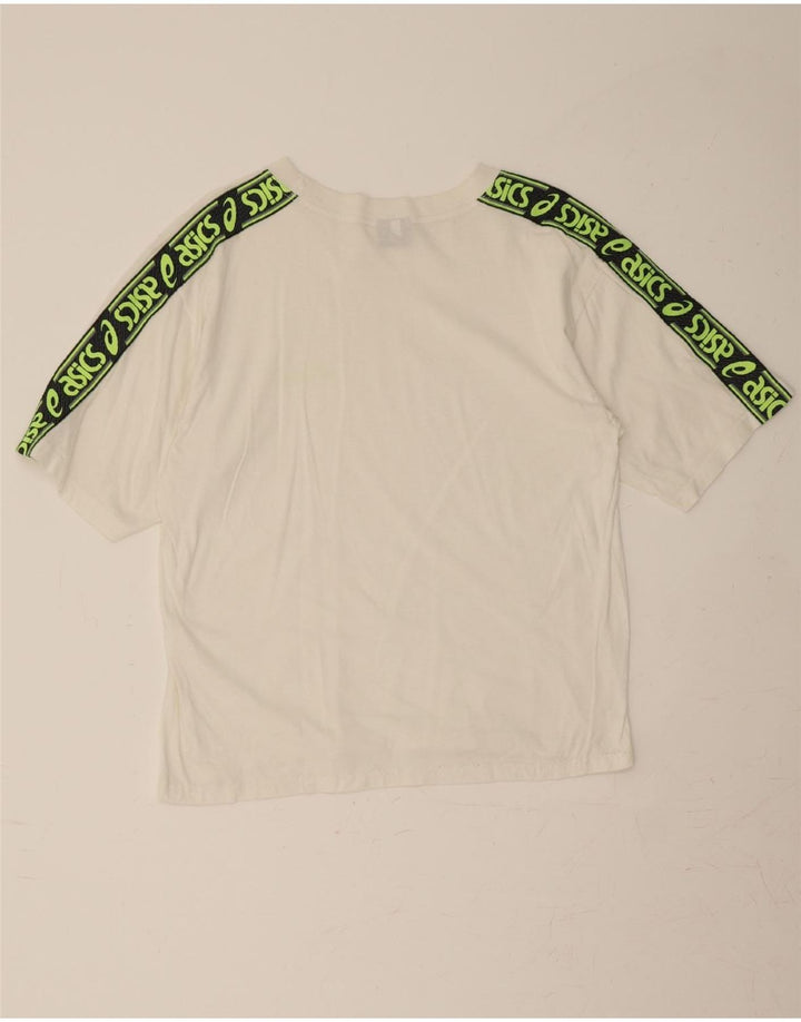 ASICS Womens Oversized Graphic T-Shirt Top UK 14 Medium White Vintage Asics and Second-Hand Asics from Messina Hembry 
