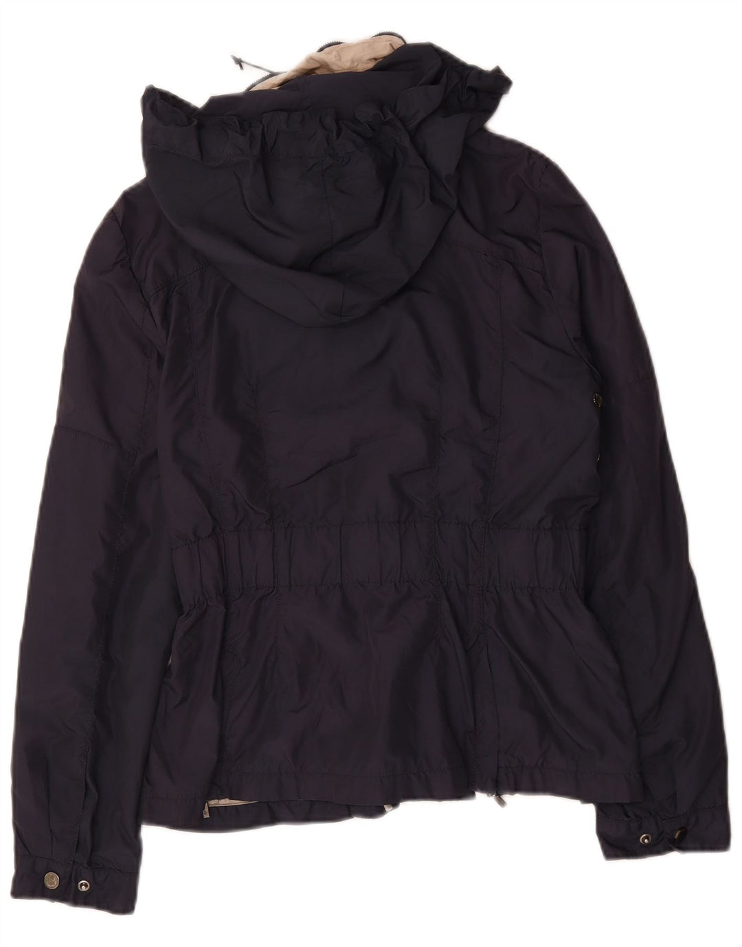 Zara Dame Hooded Utility Jacket UK 14 Large Navy Blue Polyester