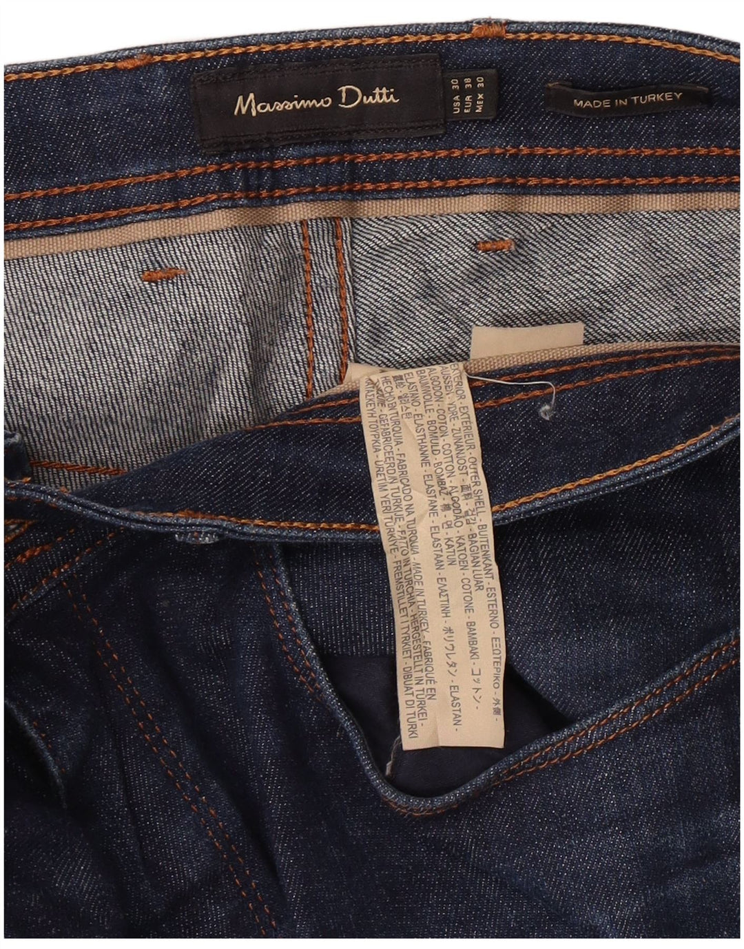 MASSIMO DUTTI Herre Slim Jeans EU 38 Small W30 L34 Marineblå Bomuld