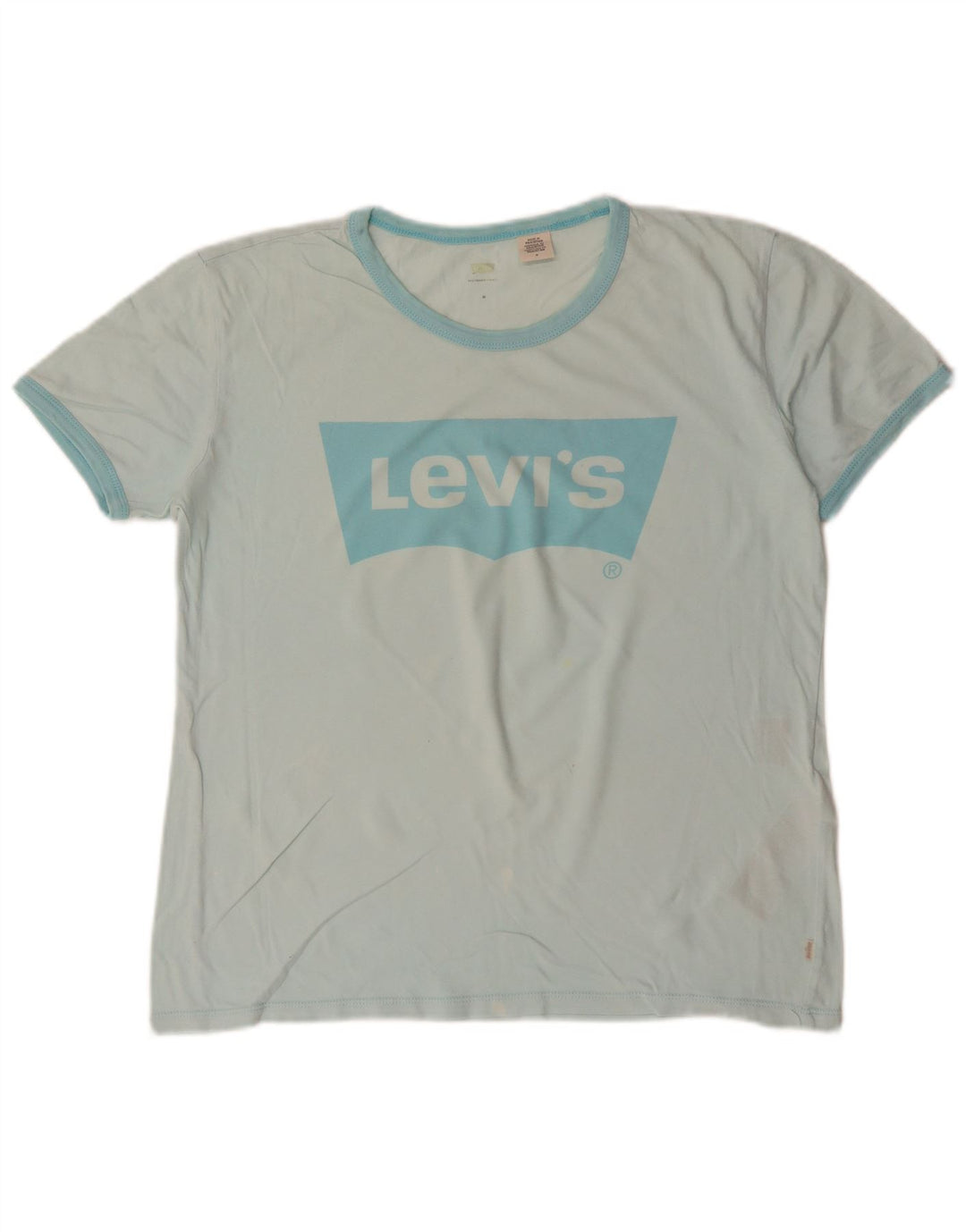 LEVI'S Grafisk T-shirt top til kvinder UK 14 Medium turkis bomuld
