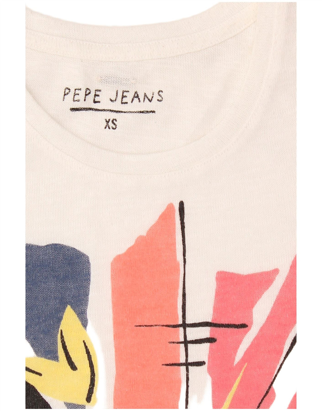 PEPE JEANS Womens Graphic T-Shirt Top UK 6 XS White Polyester