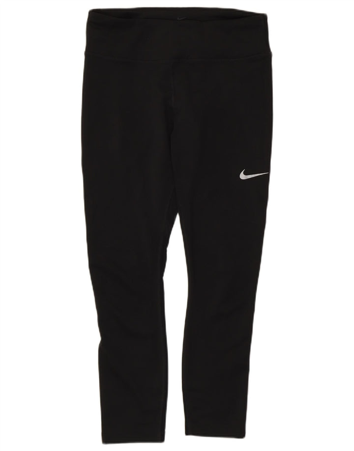 Nike Dame Dri Fit Crop Leggings UK 12 Medium Sort Polyester
