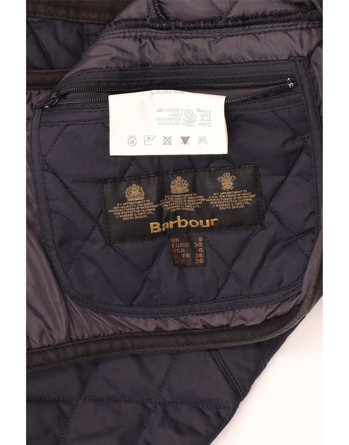 Barbour Quiltet jakke til kvinder UK 8 Small Navy Blue Colourblock Polyester