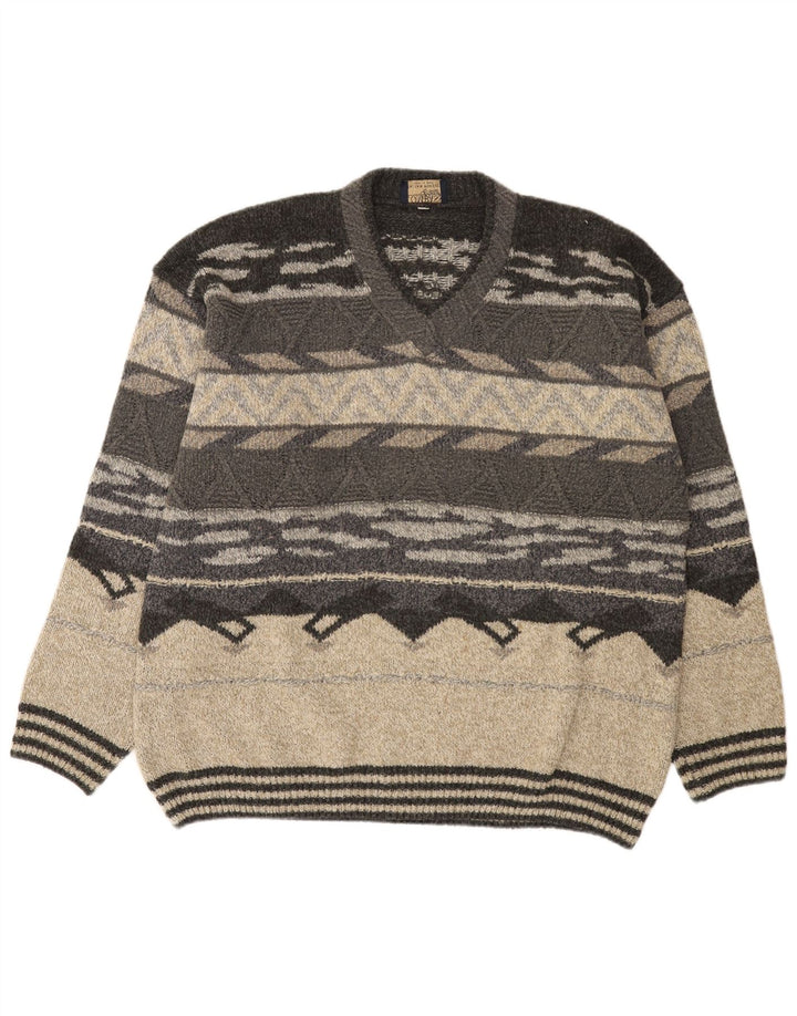 KOMPASKORT Herre V-hals sweater IT 52 Stor Grå Geometrisk