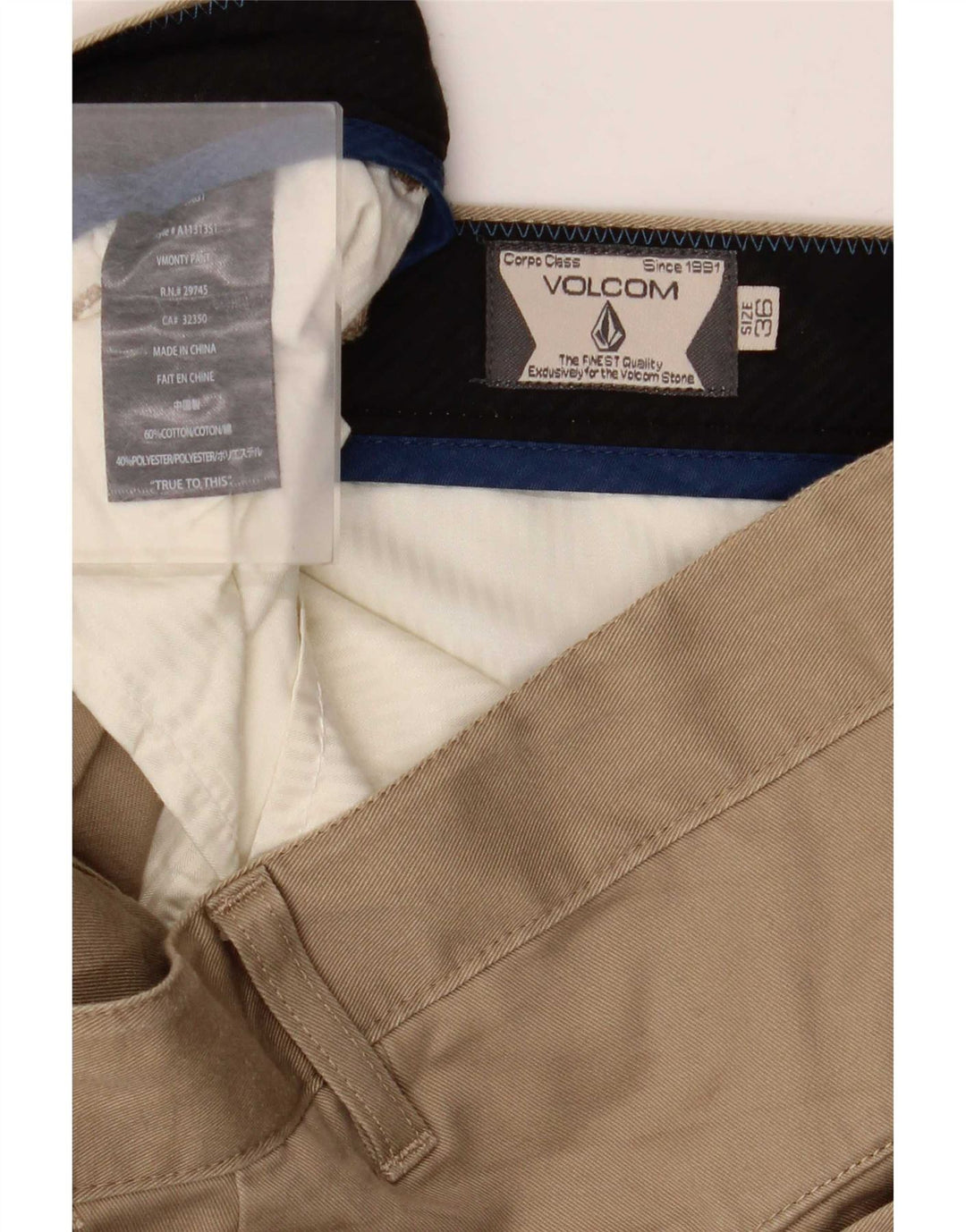 Volcom Herre Slim Chino Bukser W36 L34 Beige Bomuld