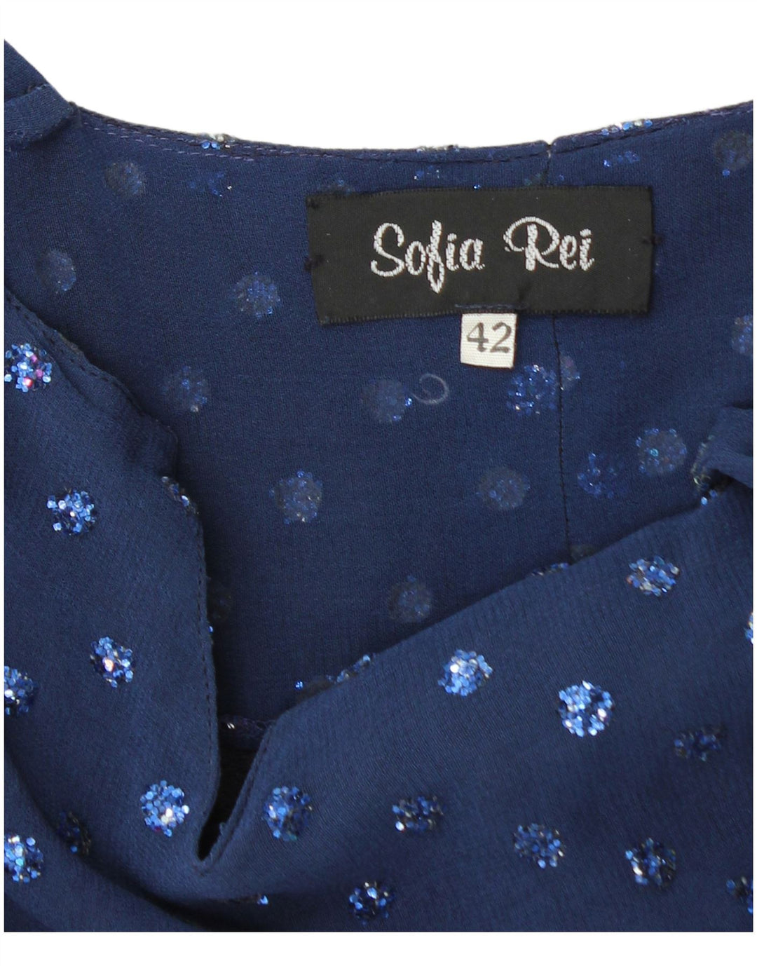 VINTAGE Slipkjole til kvinder IT 42 Mellem marineblå plettet silke