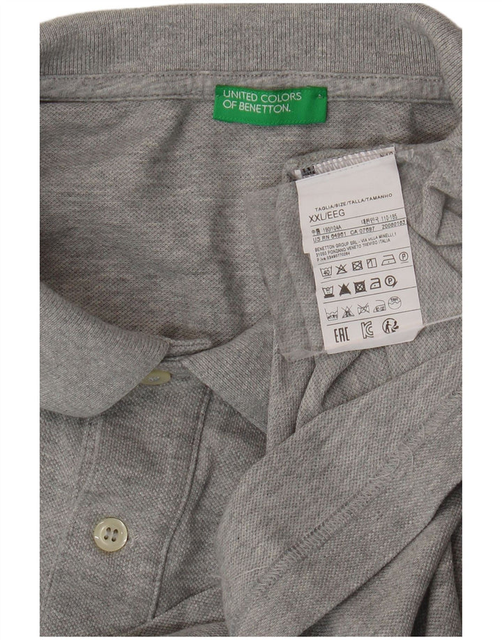 BENETTON Herre poloshirt 2XL Grå Bomuld