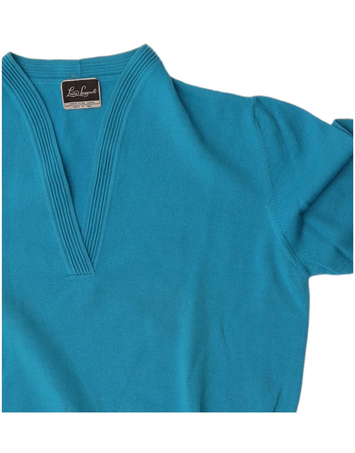 Luisa Spagnoli Dame V-hals sweater UK 12 Medium Blue Wool