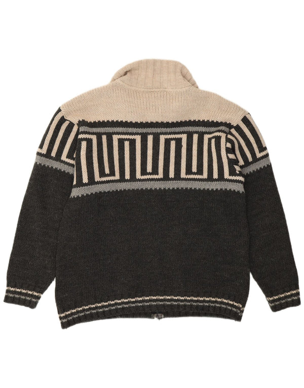 BOOM BAP Herre Cardigan Sweater Stor Grå Geometrisk Akryl