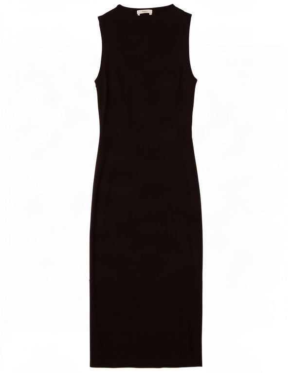 Zara Dame Ærmeløs Slim Fit Bodycon Kjole UK 18 XL Sort Bomuld