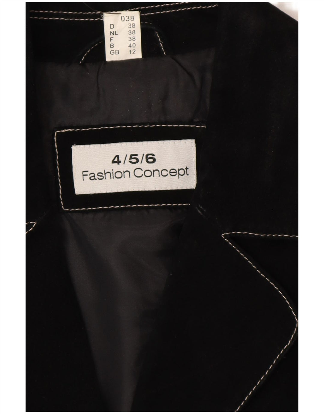 VINTAGE Dame Ruskind Overfrakke UK 12 Medium Sort Læder