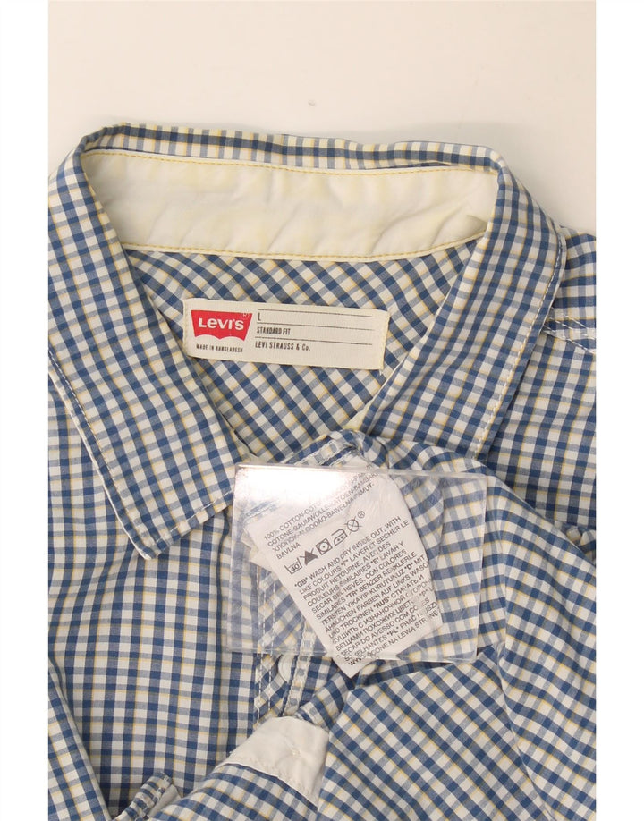 Levi's Kortærmet Herre-skjorte i standardpasform Stor blå Gingham-bomuld