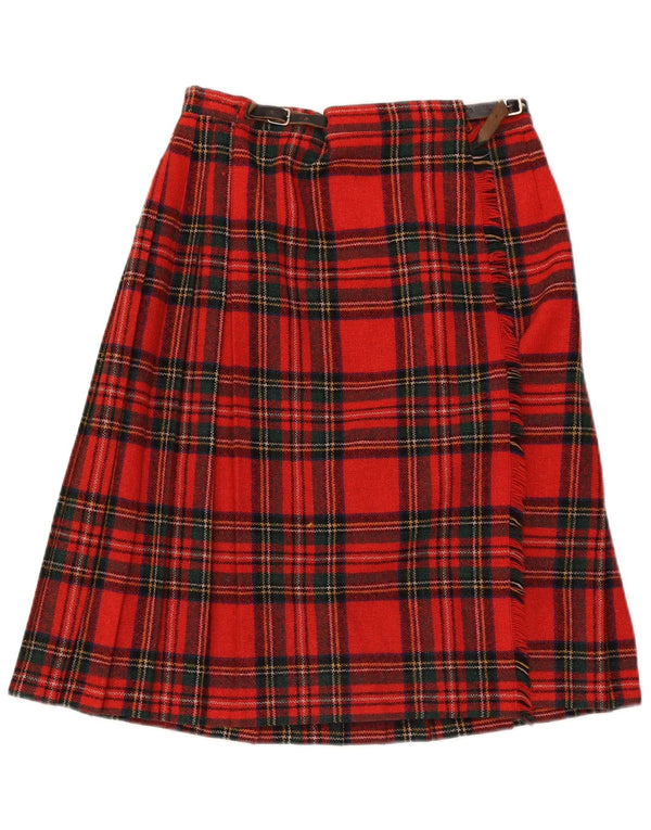 Clan Laird Kvinder slå-om nederdel W30 Medium Rød Plaid Uld