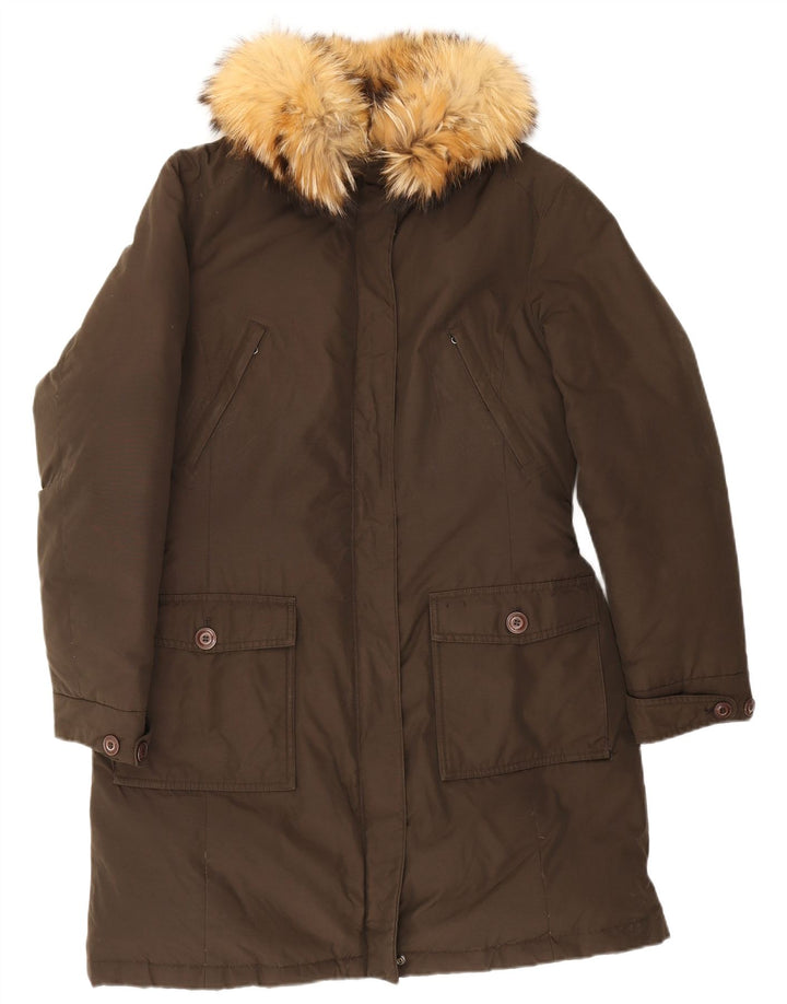 Woolrich Dame Polstret Frakke UK 20 2XL Khaki Bomuld