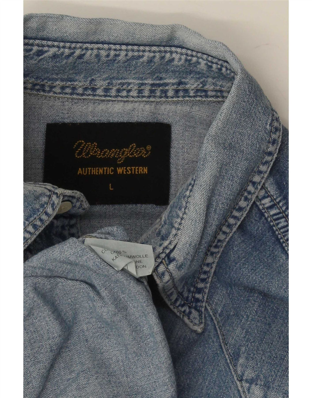 Wrangler vestlig denimskjorte til mænd, stor blå bomuld