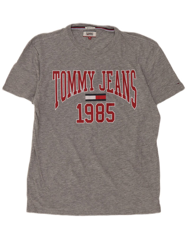 Tommy Hilfiger Herre Regular Fit Grafisk T-Shirt Top XL Grå Flecked