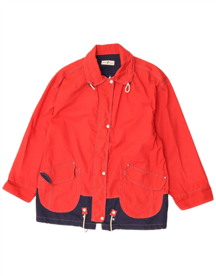 Vintage Kvinder Utility Jacket UK 16 Large Red Colourblock Polyester