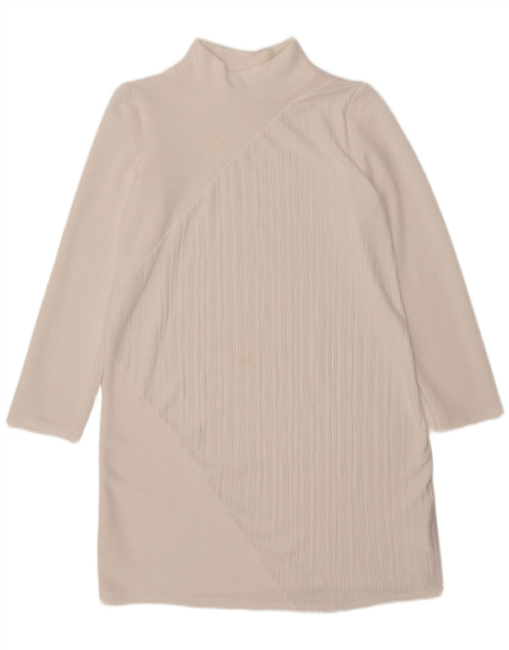Zara Dame Langærmet Shift Dress UK 14 Medium White Polyester