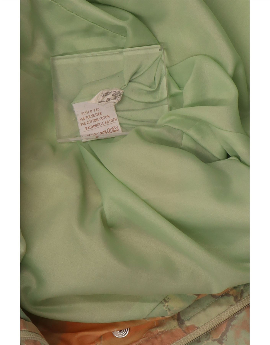 Vintage kvinders abstrakt mønster Oversized overtræksfrakke UK 18 XL Grøn polyester
