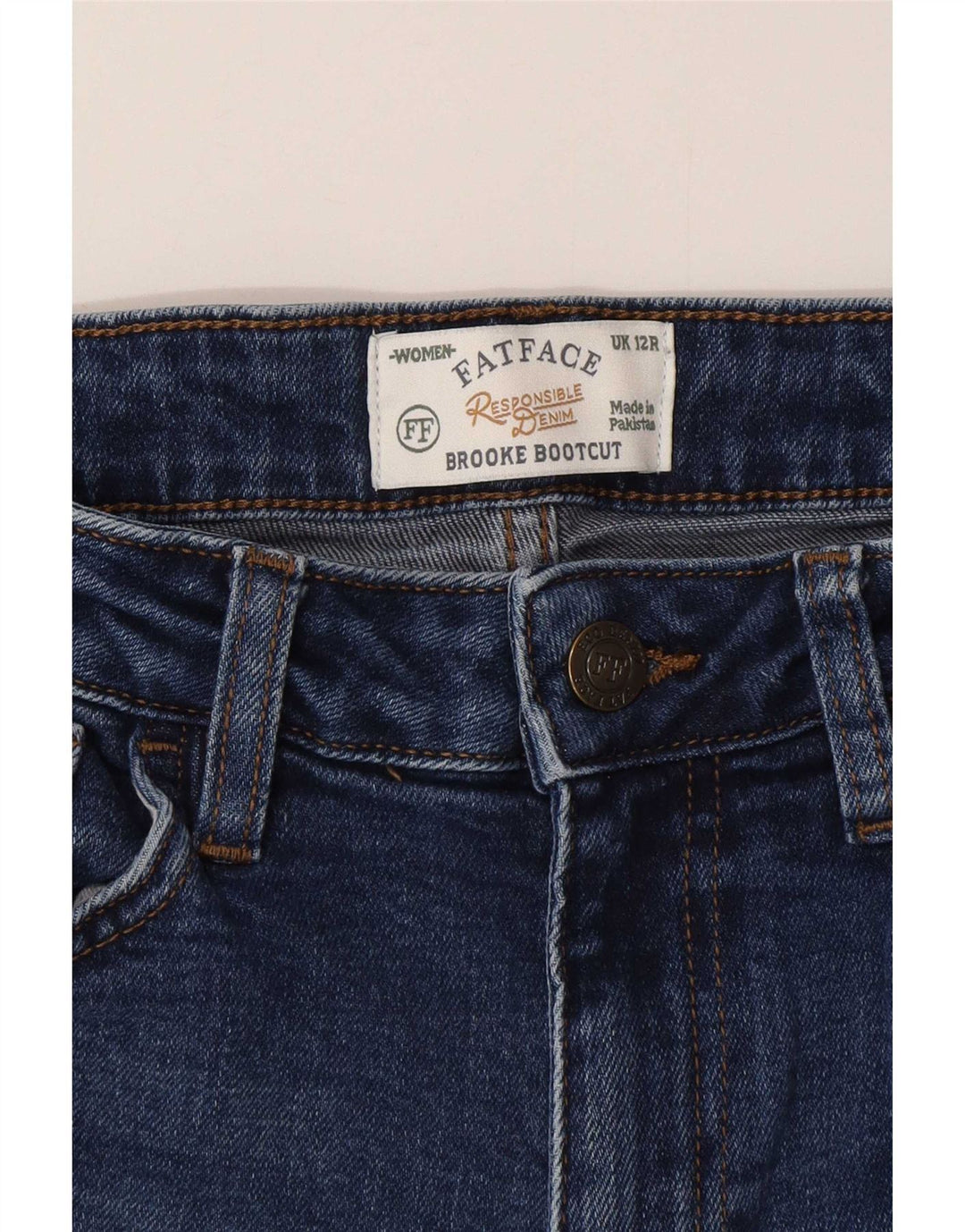 Fat Face Dame Brooke Bootcut Jeans UK 12 Medium W28 L29 Blå Bomuld
