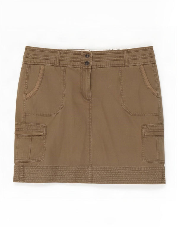 Fat Face Dame Mini Cargo Skirt UK 12 Medium W36 Khaki Cotton
