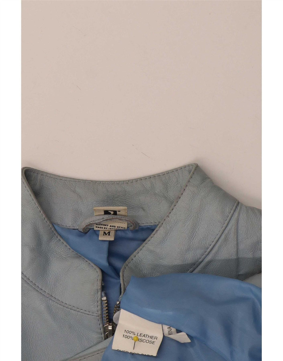 Vintage læderjakke til kvinder UK 14 Medium Blue Læder