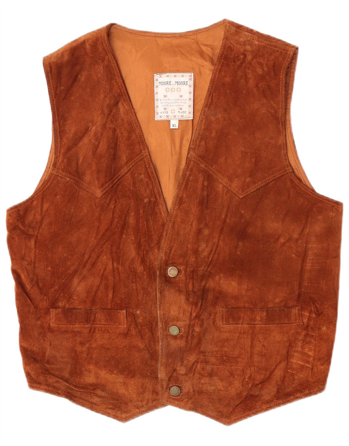 Vintage herre ruskind vest XL brun