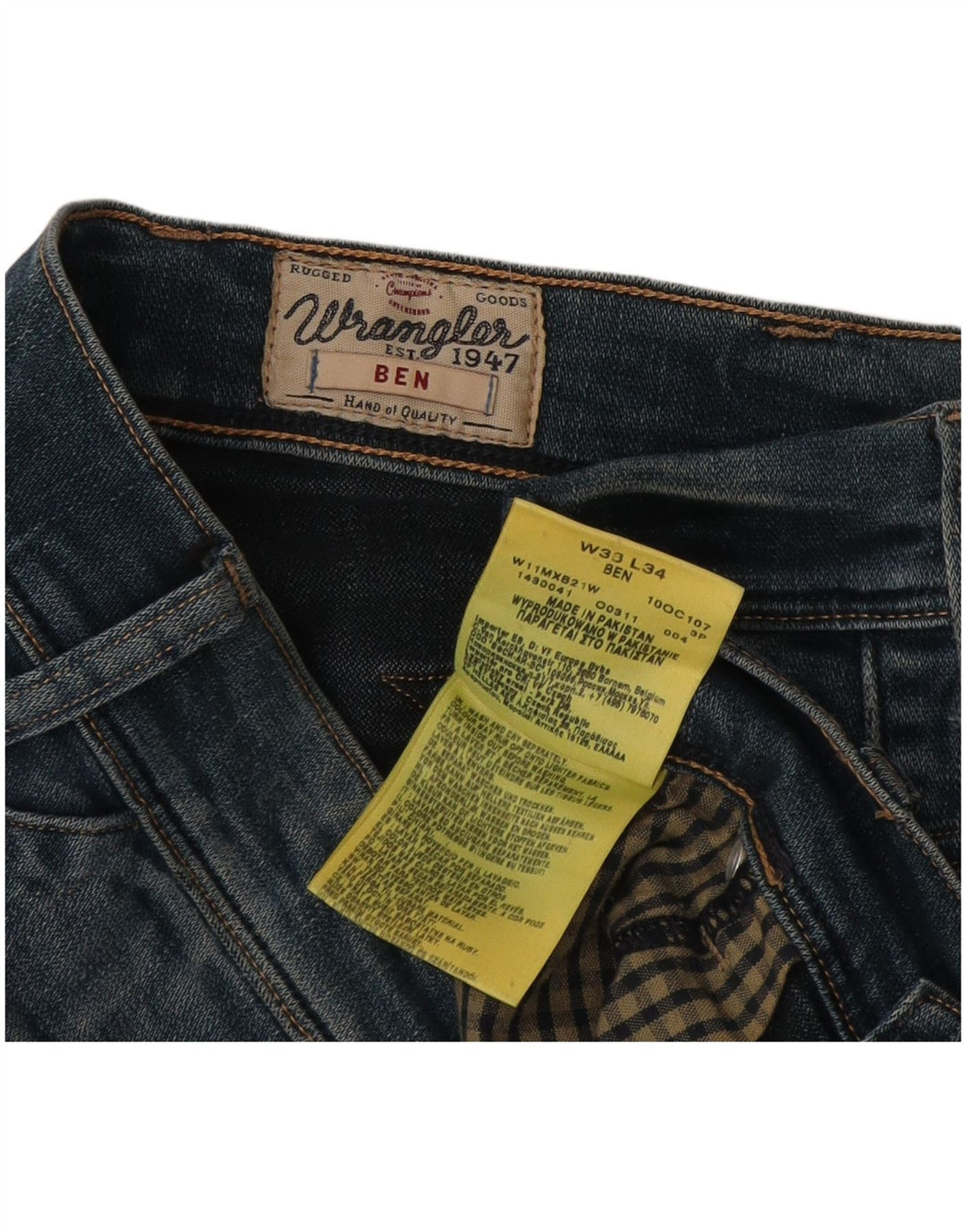 Wrangler Herre Ben Slim Jeans W38 L34 Blå Bomuld