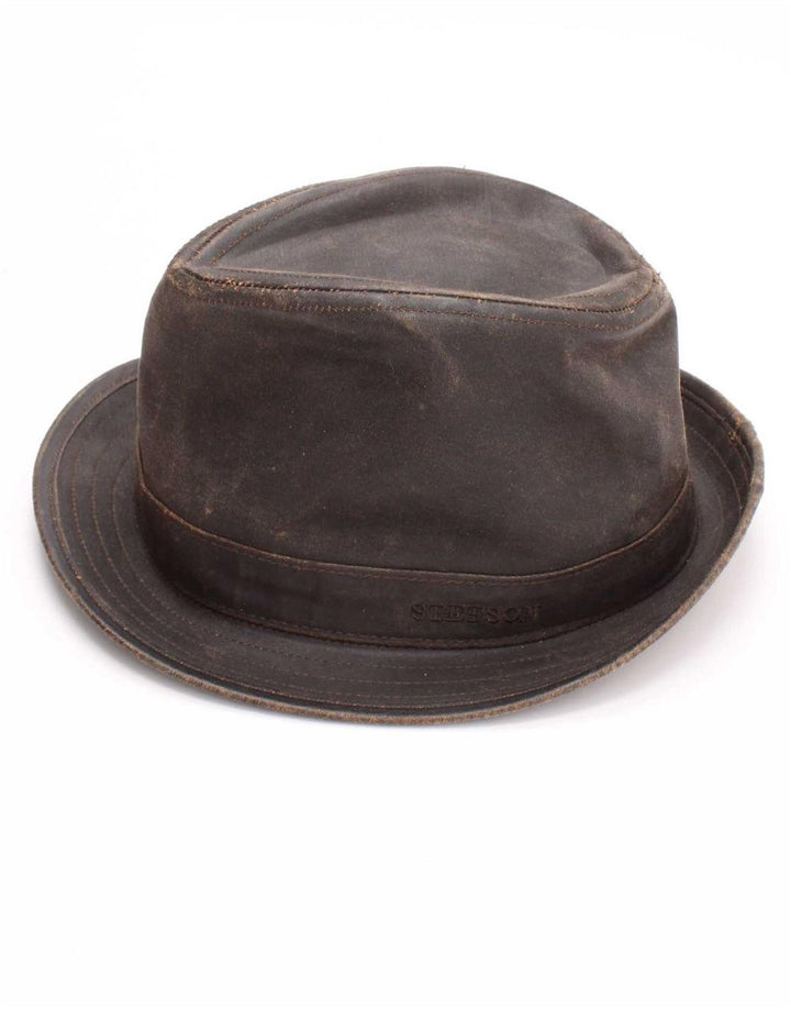 Stetson Herre vokset bomuld Fedora Hat Medium Brun Bomuld