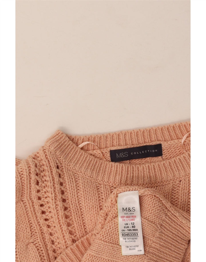 MARKS & SPENCER Dame sweater med rund hals DK 12 Medium Pink Bomuld