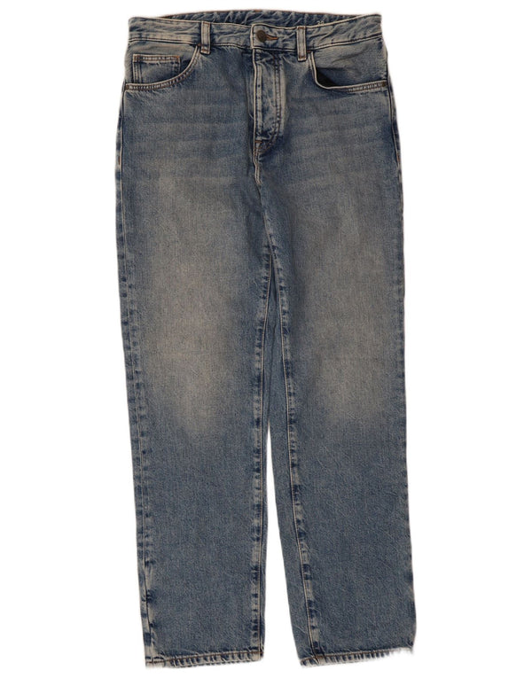 Massimo Dutti Dame Højhøjde Straight Jeans EU 38 Small W28 L28 Blå