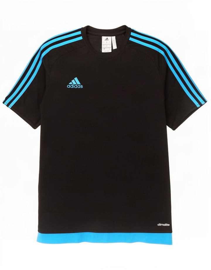 Adidas Herre Climalite T-Shirt Top Lille Sort Colourblock Polyester
